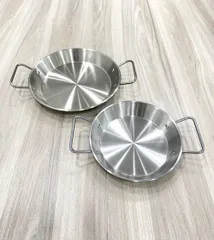 Chảo mạ vàng bạc 1 đáy, dùng để chiên xào hoặc bày trí món ăn phong cách Hàn Quốc / nhà hàng (như bò né, bít tết, gà (TH751)