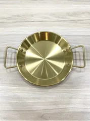 Chảo mạ vàng bạc 1 đáy, dùng để chiên xào hoặc bày trí món ăn phong cách Hàn Quốc / nhà hàng (như bò né, bít tết, gà (TH751)