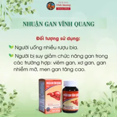 Nhuận Gan VĨNH QUANG - Hỗ trợ thanh nhiệt, tăng cường chức năng gan, gan nhiễm mỡ - Hộp 60 viên