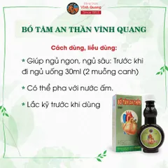 Bổ Tâm An Thần Vĩnh Quang chai 280ml Hỗ trợ dễ ngủ, ngủ ngon, giảm triệu chứng suy giảm trí nhớ