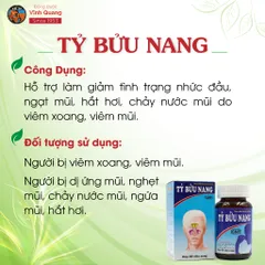 Tỷ Bửu Nang VĨNH QUANG - Viêm xoang, Viêm mũi dị ứng, Nghẹt mũi, Chảy nước mũi - Hộp 60 viên