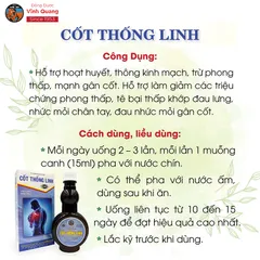 Combo 3 chai Cốt Thống Linh VĨNH QUANG - Hoạt huyết, thấp khớp, đau lưng - chai 280ml