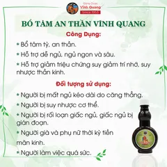 Combo 3 chai Bổ Tâm An Thần VĨNH QUANG - Dễ ngủ, ngủ ngon và sâu - chai 280ml