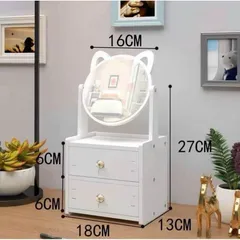 Kệ Mỹ Phẩm Có Gương Tai Mèo 2 Ngăn Kéo