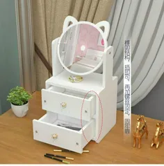 Kệ Mỹ Phẩm Có Gương Tai Mèo 2 Ngăn Kéo