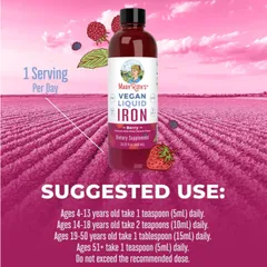 Sắt hữu cơ thuần chay Mary Ruth’s Liquid Iron Supplement cho gia đình 473ml USA