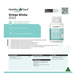 BỔ NÃO Heathy Care GINKGO BILOBA 2000mg 100v 868061