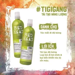Cặp Gội Xả Tigi Bed Head Urban Antidotes Resurrection 750ml - Giải Pháp Phục Hồi Tóc Hư Tổn, Cung Cấp Độ Ẩm và Sáng Bóng