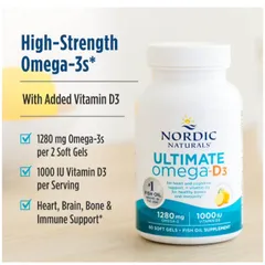 Dầu Cá Omega 3 Nordic Naturals Ultimate Omega D3 1280mg Lemon Flavour (Vị Chanh) 868093