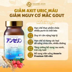 Bổ sung Anserine Premium 55mg | Hộp 120 viên Nhật Bản | Hỗ trợ giảm các triệu chứng của Gout