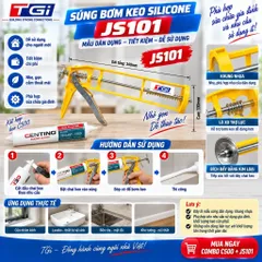 Combo Keo Silicone C500 Kèm Súng JS101 | Keo Chống Thấm Khe Gạch, Nhôm Kính, Lavabo, mái tôn