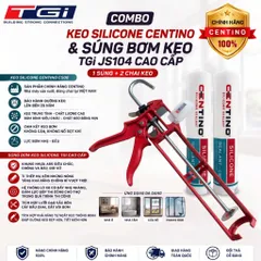 Combo Keo Silicone 500 Centino kèm 1 Súng Bắn Keo | Keo Dán Nhôm Kính, Chống Thấm Chính Hãng