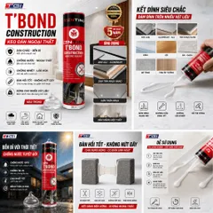 Keo T'Bond Centino Ngoại Thất Màu Trong Suốt - Keo Siêu Dính Dán Gỗ, Alu, Tấm nhựa, Keo đa năng