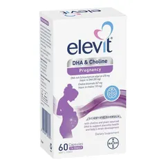 Elevit DHA + Choline Pregnancy - Hỗ trợ phát triển não bộ và hệ thần kinh trung ương của thai nhi bổ sung dưỡng chất thiết yếu cho mẹ bầu chính hãng Úc