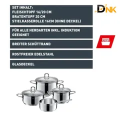 Bộ nồi Silit Diamant 4 món inox 18/10