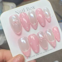 51.Nailbox tông hồng hoạ tiết nơ sang chảnh