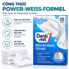 Giấy Giặt Tẩy Trắng Quần Áo Denkmit Đức, Giữ Quần Áo Sáng Đẹp Bền Màu Hiệu Quả, Tiết Kiệm Thời Gian Giặt Dũ