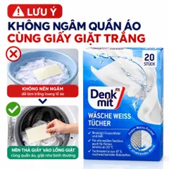 Giấy Giặt Tẩy Trắng Quần Áo Denkmit Đức, Giữ Quần Áo Sáng Đẹp Bền Màu Hiệu Quả, Tiết Kiệm Thời Gian Giặt Dũ