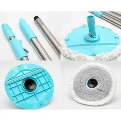 ETM494 - Bộ cây lau nhà xoay tay Lock&Lock Corner, ф 330*235mm, 2 bông lau - Màu xanh biển