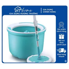 ETM494 - Bộ cây lau nhà xoay tay Lock&Lock Corner, ф 330*235mm, 2 bông lau - Màu xanh biển