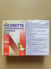 KẸO CAO SU HỖ TRỢ GIẢM CƠN THÈM NICORETTE GUM 4MG HƯƠNG TRÁI CÂY (HỘP 100 VIÊN) – NỘI ĐỊA MỸ