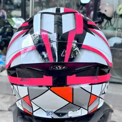 Nón Bảo Hiểm KYT TTR-JET 3/4 Tem Mosaic Fuxia Chính Hãng – Kính Dài, Kính Âm, Chuẩn ECE 22.06
