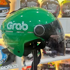 Nón Bảo Hiểm 2/3 Varo P10 Lên Tem Grab Xanh Kèm Kính Chắn Bụi – Mũ Bảo Hiểm Nam Nữ