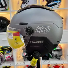 Mũ Bảo Hiểm Nửa Đầu EGO E24 Màu Titanium Có Kính Âm Vỏ ABS Siêu Nhẹ 700g Lót Tháo Rời