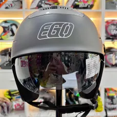 Mũ Bảo Hiểm Nửa Đầu EGO E24 Màu Titanium Có Kính Âm Vỏ ABS Siêu Nhẹ 700g Lót Tháo Rời