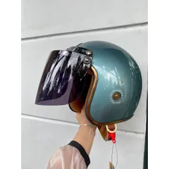 Combo Mũ bảo hiểm 3/4 M20C màu xanh xám gắn kính che nắng, che bụi tiện lợi cao cấp