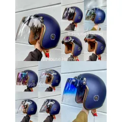 Combo Nón bảo hiểm 3/4 Royal M20C màu xanh mực lên kính rời - Mũ bảo hiểm chính hãng