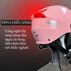 Mũ Bảo Hiểm Nửa Đầu ANDA HELMET Màu Hồng Bóng, Bảo Hành Chính Hãng 1 Năm [Tặng tem ]