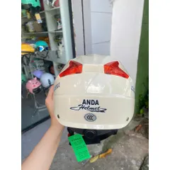 Nón bảo hiểm nửa đầu Anda màu sữa bóng kính dài che cằm siêu đẹp