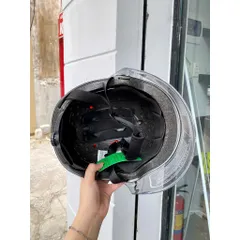 Nón bảo hiểm nửa đầu Anda màu sữa bóng kính dài che cằm siêu đẹp