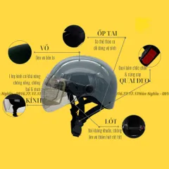 (FORM NHỎ) Nón bảo hiểm nửa đầu có kính HPRO HP02K nhiều màu form nhỏ vòng đầu dưới 56cm