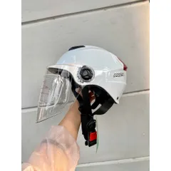 Nón Bảo Hiểm-Mũ Bảo Hiểm Nửa Đầu ANDA HELMET MàuTrắng Bóng,Chính Hãng Kính Dài[Tặng tem ]