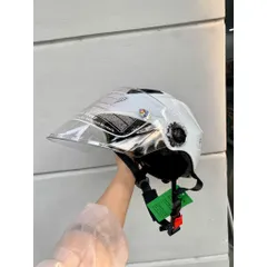Nón Bảo Hiểm-Mũ Bảo Hiểm Nửa Đầu ANDA HELMET MàuTrắng Bóng,Chính Hãng Kính Dài[Tặng tem ]