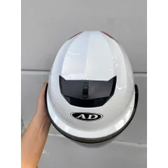 Nón Bảo Hiểm-Mũ Bảo Hiểm Nửa Đầu ANDA HELMET MàuTrắng Bóng,Chính Hãng Kính Dài[Tặng tem ]