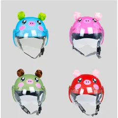 Mũ bảo hiểm trẻ em VARO- Heo có tai, kính che 1/2 mặt cute (từ 3 tuổi -6 tuổi)