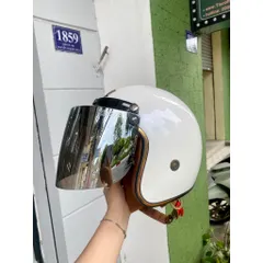 Combo Nón bảo hiểm 3/4 M20C màu trắng bóng lên kính chính hãng siêu đẹp
