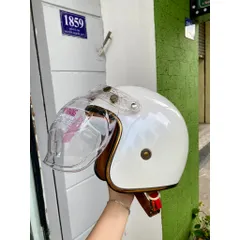 Combo Nón bảo hiểm 3/4 M20C màu trắng bóng lên kính chính hãng siêu đẹp