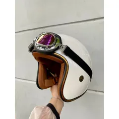 Combo Nón bảo hiểm 3/4 M20C màu trắng bóng lên kính chính hãng siêu đẹp