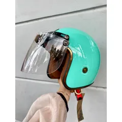 Combo Nón bảo hiểm 3/4 Royal M20C màu xanh ngọc gắn kính siêu đẹp, tiện lợi