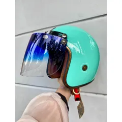 Combo Nón bảo hiểm 3/4 Royal M20C màu xanh ngọc gắn kính siêu đẹp, tiện lợi