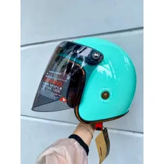 Combo Nón bảo hiểm 3/4 Royal M20C màu xanh ngọc gắn kính siêu đẹp, tiện lợi