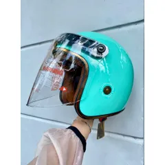 Combo Nón bảo hiểm 3/4 Royal M20C màu xanh ngọc gắn kính siêu đẹp, tiện lợi
