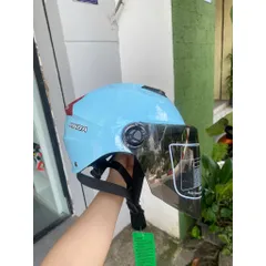 Nón Bảo Hiểm 1/2 Đầu ANDA HELMET Xanh Bóng Cực Đẹp,Bảo Hành Chính hãng 1 Năm[Tặng tem]