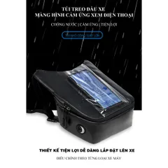 Túi treo đầu xe da Simili chống thấm, cảm ứng siêu mượt - Túi treo xe đi phượt, xe ôm, shipper