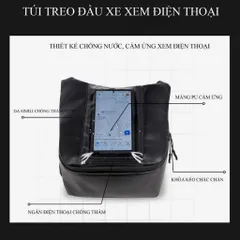 Túi treo đầu xe da Simili chống thấm, cảm ứng siêu mượt - Túi treo xe đi phượt, xe ôm, shipper