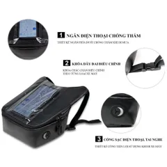 Túi treo đầu xe da Simili chống thấm, cảm ứng siêu mượt - Túi treo xe đi phượt, xe ôm, shipper